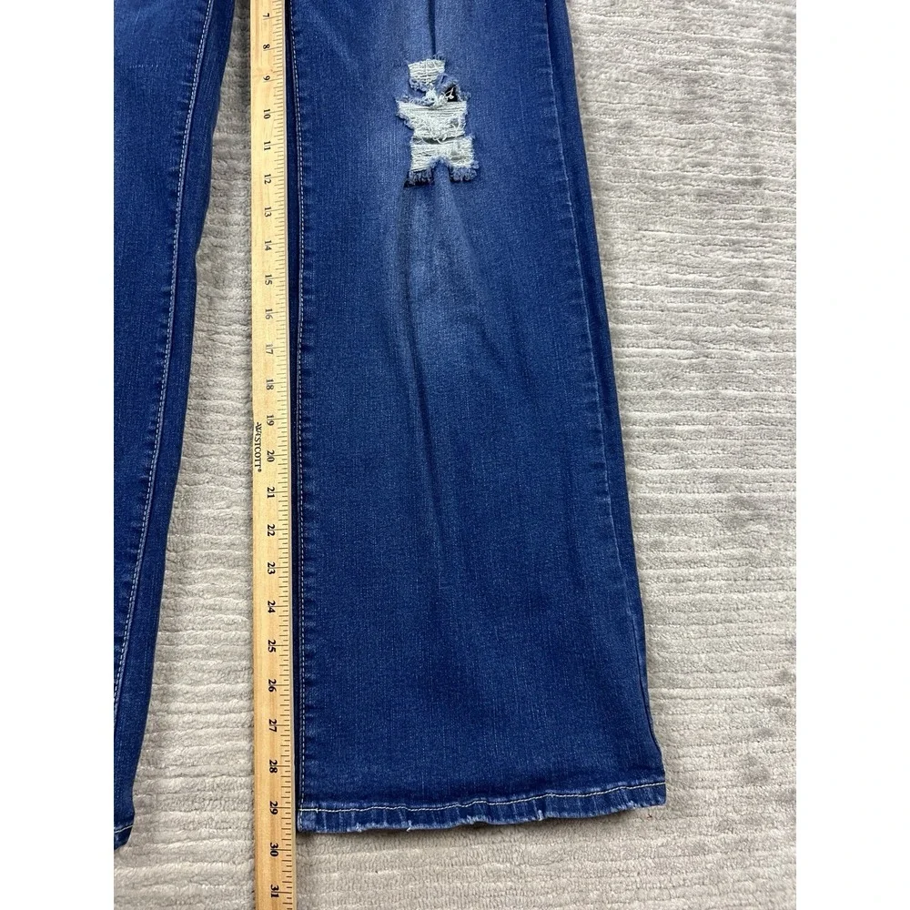 Fashion Wear Jeans Womens‎ XL Blue Denim Flare Destroyed Cotton Blend
